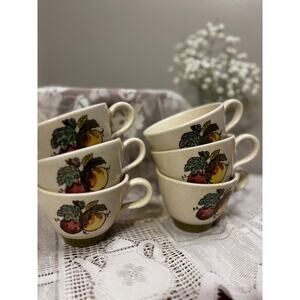 Poppytrail by Metlox Provincial Fruit Cup Mug Tea California USA Set of 6